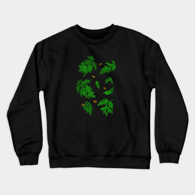 Coniferous Cedar Leaf Pattern (black) Crewneck Sweatshirt by Davey's Designs